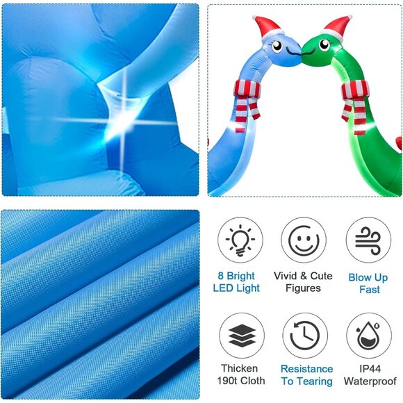 🆕12FT Christmas Inflatable Double Dinosaur Built-in LED Yard Outdoor Decoration - Picture 6 of 8